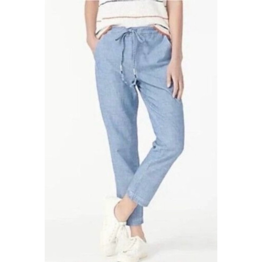J Crew Tie-Waist Seaside Pants Chambray Lightweight Beachy Sz XS